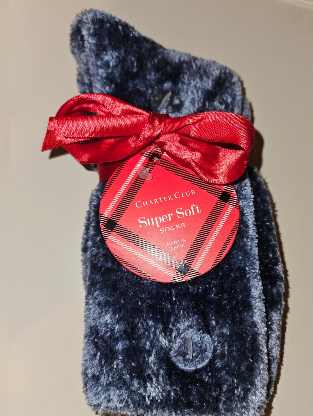 Charter Club Soft Navy Plush Socks